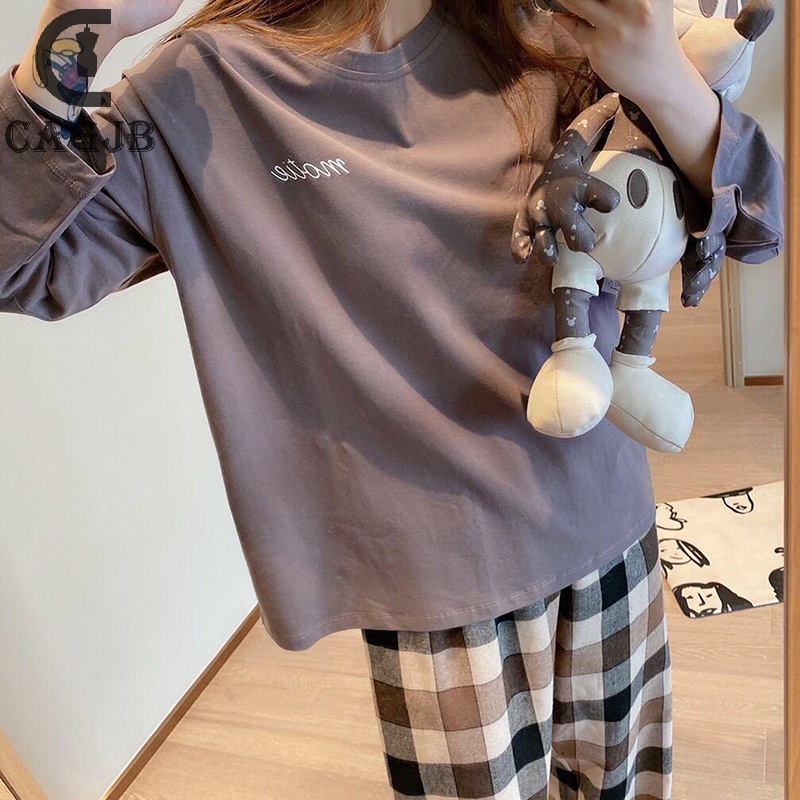 Bộ Đồ Ngủ Tay Dài Dáng Rộng Thoải Mái Cho Nữ