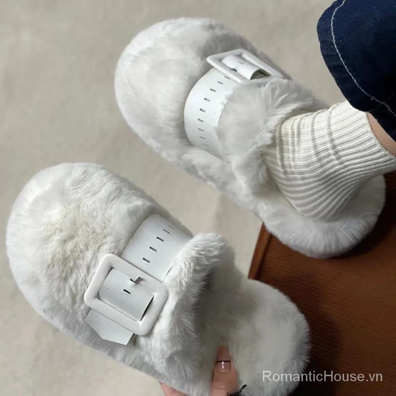 Dép cotton Bít Mũi Đế Dày Phong Cách Hàn Quốc Thời Trang Thu Đông Mới 2022 Dành Cho Bạn Nữ