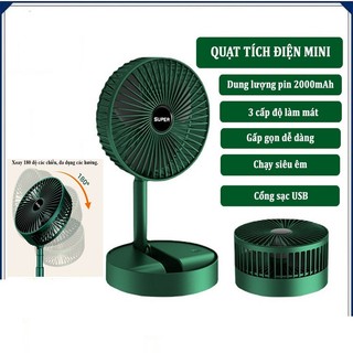 Quạt tích điện mini, quạt tích điện gấp gọn super cổng sạc usb với 3 chế độ gió, pin cực trâu, chạy siêu êm