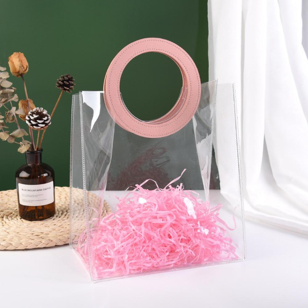 LLCY Túi tote Bằng pvc Trong Suốt Hình Tròn / Vuông Có Tay Cầm Chống Nước
