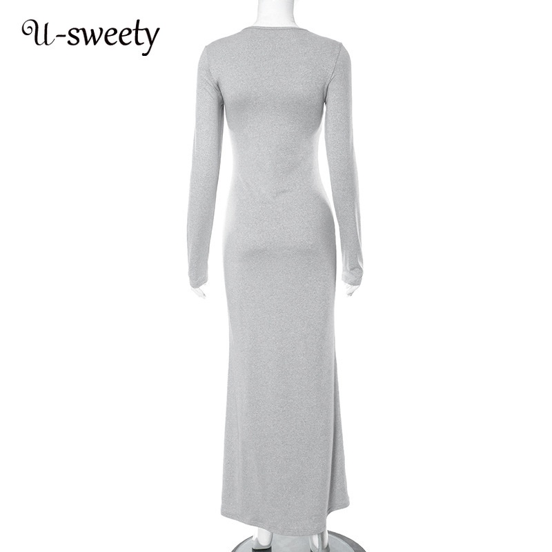 Đầm Chữ u Tay Dài Eo Cao 2023 Cho Nữ