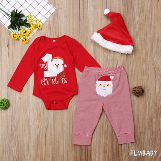 Set đồ ông già noel gồm áo sơ mi + quần + nón cho bé trai và bé gái