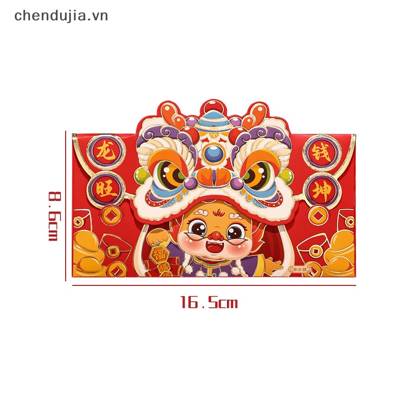Bộ 4 Bao Lì Xì Hình Rồng Đỏ May Mắn Cho Năm Mới 2024 vn