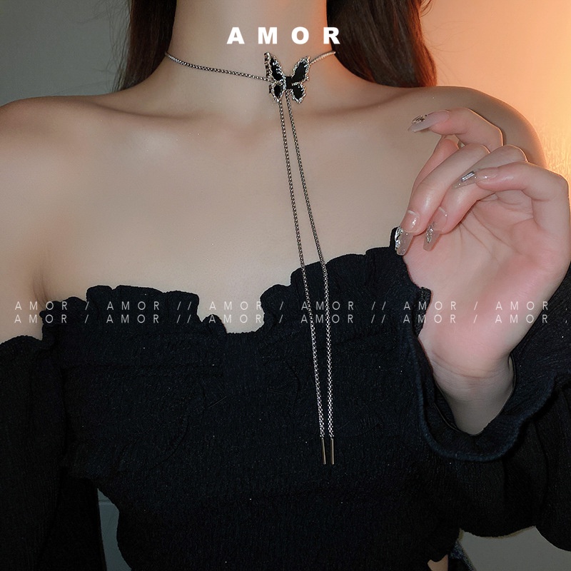 Y2k Vòng Cổ choker Dây Rút Hình Bướm Ngọt Ngào Cá Tính Dành Cho Nữ