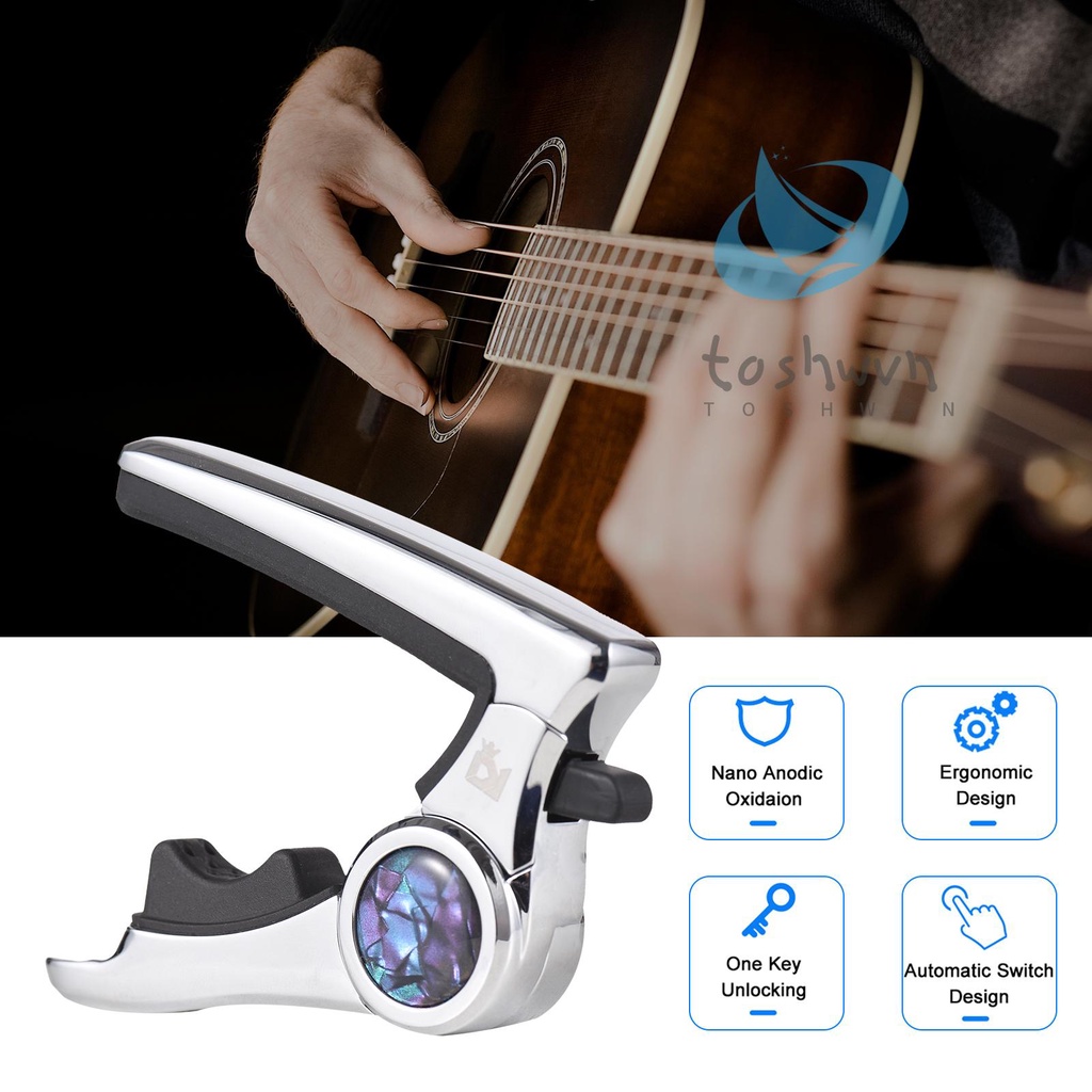 Dk Kẹp capo Bằng Hợp Kim Kẽm Phối Da pu Dành Cho Đàn guitar Điện ip-1pro bass