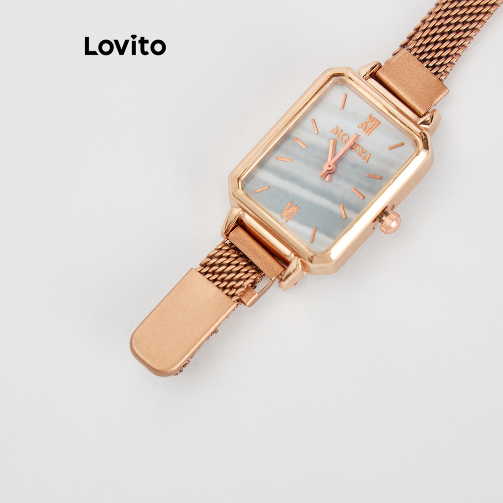 Đồng hồ quartz Lovito cơ bản màu trơn thường ngày cho nữ L69AD054 (Màu vàng kim)