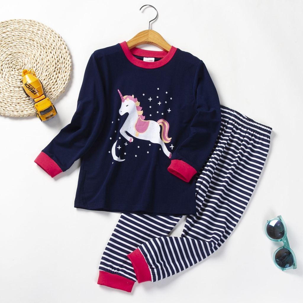 Xmas Bộ Đồ Ngủ 2 Món Áo Thun Tay Dài In Hình Chuột mickey Dành Cho Bé Gái