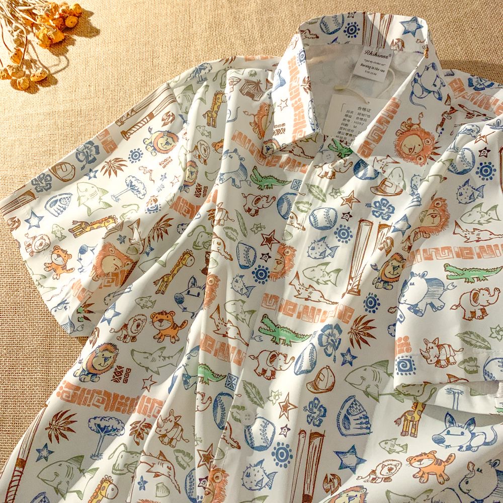 A lion cub Áo Sơ Mi Ngắn Tay Dáng Rộng In Hình tom & jerry Trẻ Trung Thời Trang Mùa Hè Cho Nam Và Nữ