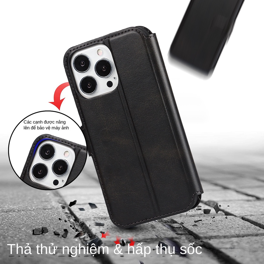 Ốp Điện Thoại Da FLYCASE Gập Nam Châm Kèm Ví Cho ốp lưng iphone 15/15 Pro/15 Pro Max/15 Plus