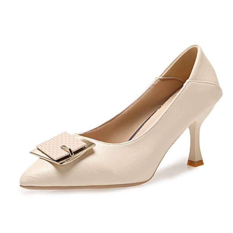 Mới Giày Cao Gót Da Mềm Không Quai Kiểu Pháp Thời Trang Công Sở Cho Nữ