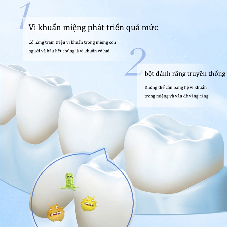 Bột trắng răng sáng chói men vi sinh HIH khử ố vàng, sạch vết ố trên răng, Cam kết trắng bật tông,