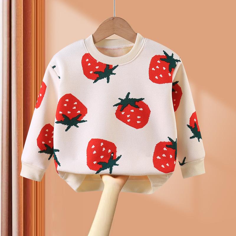 🔥Hot Sale🔥áo nhung đỏ cho bé áo nỉ bé gái áo len trẻ em Áo sweater Tay Dài Đệm Nhung Dày Dặn Giữ Ấm In Họa Tiết Hoạt Hình Thời Trang Thu Đông Cho Bé Trai Và Gái áo len cho bé gái