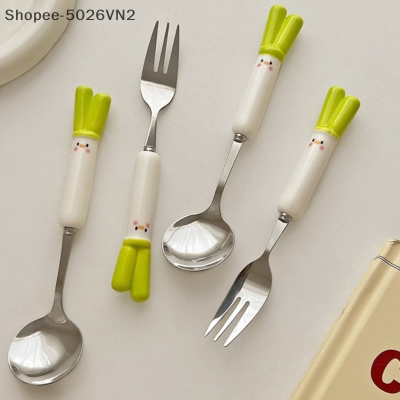 Bộ Muỗng Nĩa Đũa Bằng Thép Không Gỉ Hình Hoạt Hình
