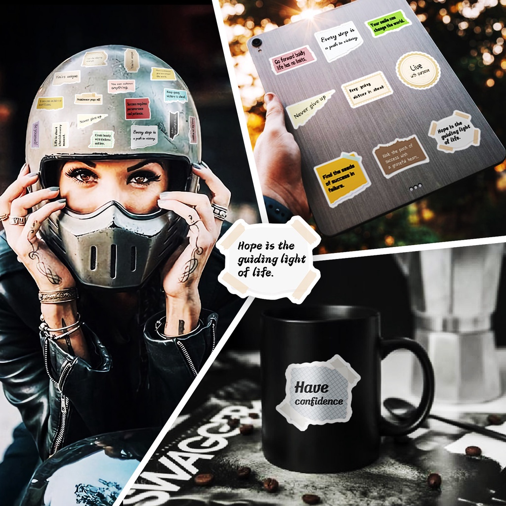 Bộ 50 Miếng Dán Viết Chì Hình Dạng Không Đều graffiti Truyền Cảm Hứng Cho Mũ Bảo Hiểm / Xe Đạp / Đề Canlanstickersworld