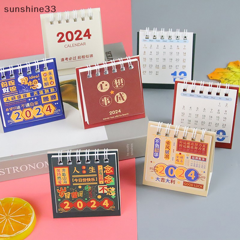 Lịch Để Bàn mini 2024 Dùng Ghi Chú Thời Gian Hàng Tháng