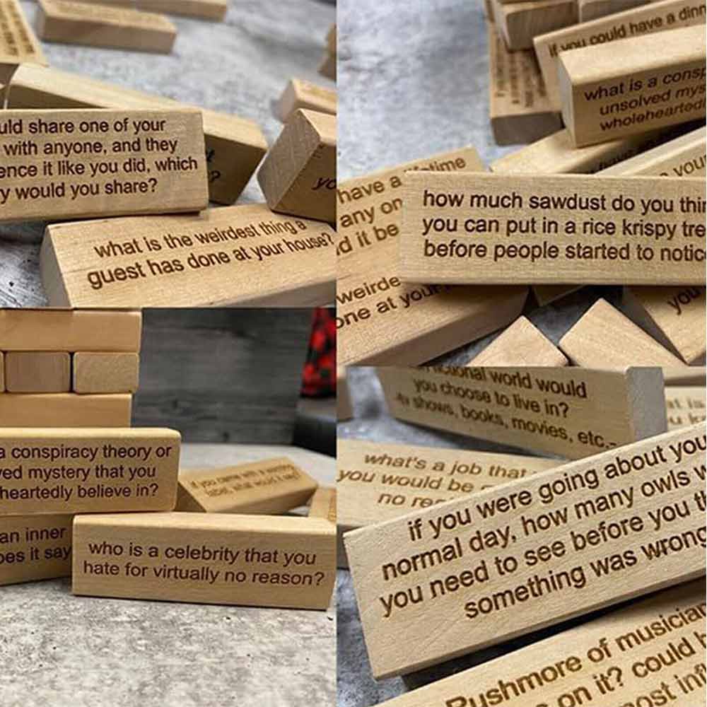 Ice Breaker Questions Tumbling Game Wooden Brick Decoration, Building Blocks Lawn Courtyard Outdoor Game