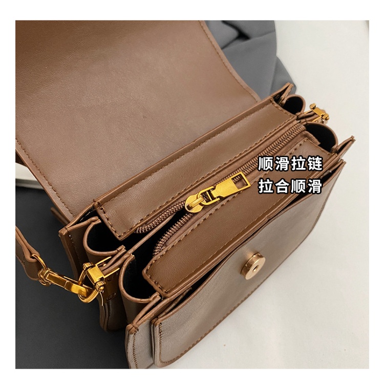 Túi xách da nữ túi vuông nữ túi đeo chéo phong cách retro khóa tròn 1597