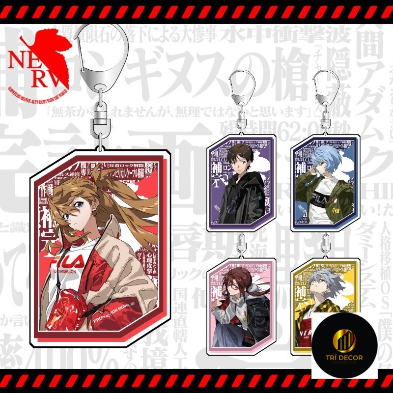 Móc khoá EVA Acrylic Cartoon NEON GENESIS EVANGELION nhựa Acrylic hai mặt, in hình các nhân vật dễ thương