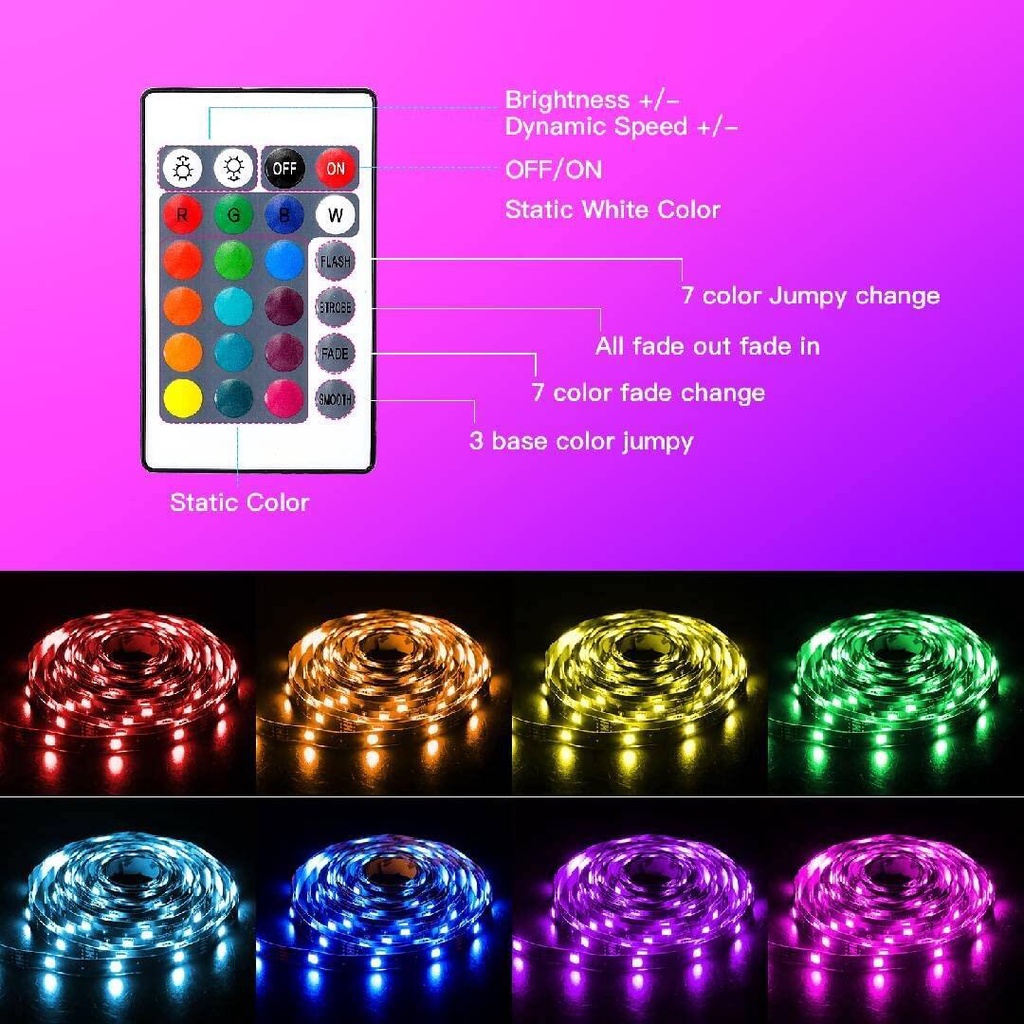 Dây Đèn led rgb 5050 Điều Khiển Từ Xa Bằng bluetooth Tiện Dụng