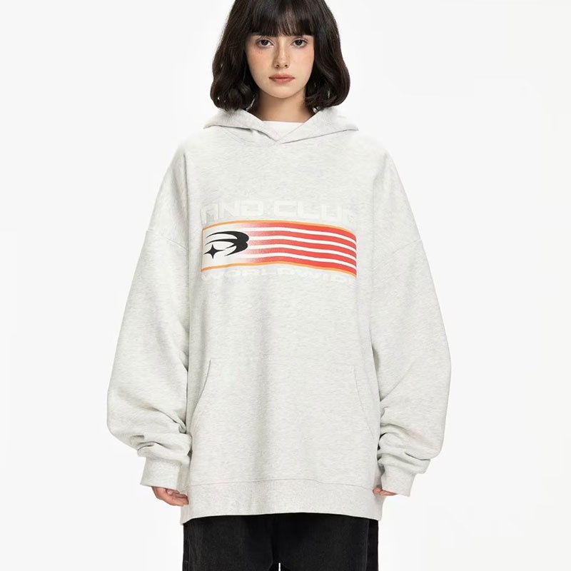 Áo hoodie VUNC dáng rộng in chữ phong cách đường phố Mỹ cá tính cho nam