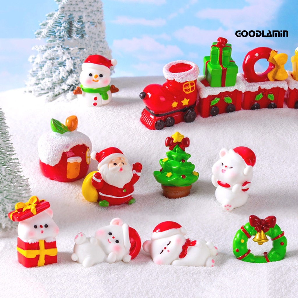 Set 2 Hộp Quà Tặng Giáng Sinh mini Màu Trơn Hình Gấu Hoạt Hình Ông Già Noel Người Tuyết