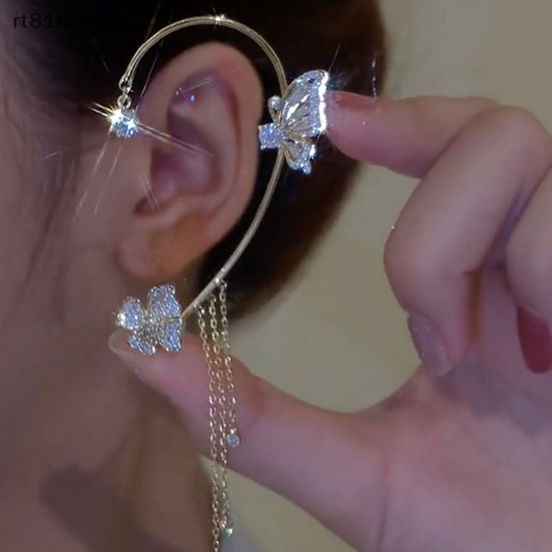 1 Bông Tai Hình Hoa Tuyết / Bướm Không Xỏ Lỗ Thời Trang Dễ Phối Đồ