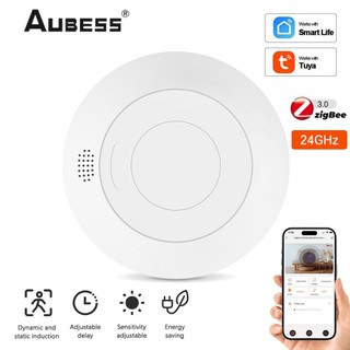 Aubess zigbee wifi 24g/5.8g cảm biến sự hiện diện của con người cảm biến ánh sáng chiếu sáng độ sáng cảm biến radar mmwave cảm biến con người phát hiện chuyển động vi cảm biến tĩnh cảm biến chuyển động pir với ứng dụng tuya