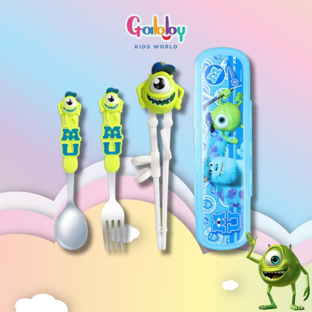 Bộ Đồ Dùng Ăn Uống Tô Ly Muỗng Đũa Đĩa Nhựa Melamine Hình Monster Mike và Sulley Đáng Yêu Cho Bé