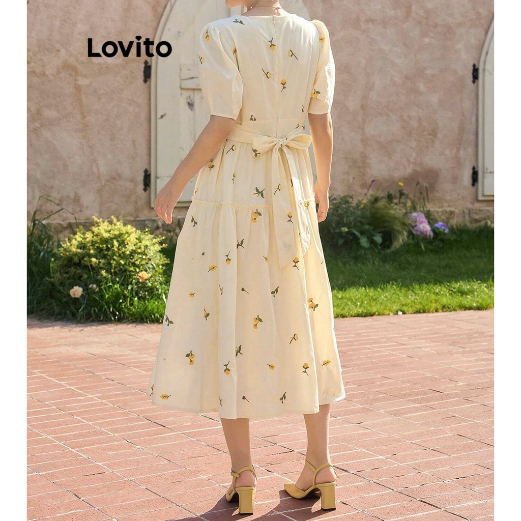 Đầm Lovito xếp nếp hoa nhí thường ngày cho nữ L71ED267
