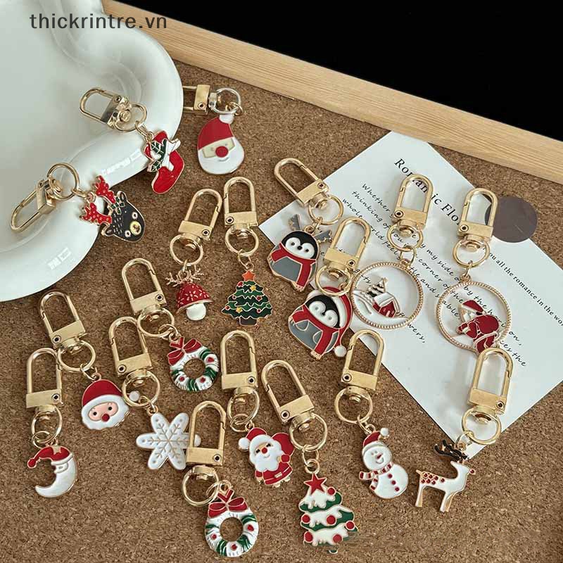 Th kawaii Móc Khóa Hình Ông Già Noel Chim Cánh Cụt Hoạt Hình Dễ Thương Trang Trí Ba Lô Đi Học / Tiệc Giáng Sinh vn