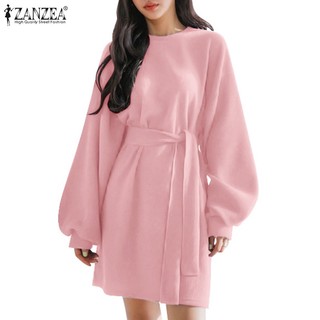 Zanzea Đầm Nữ Dài Tay Cổ Tròn Form Rộng Thời Trang Hàn