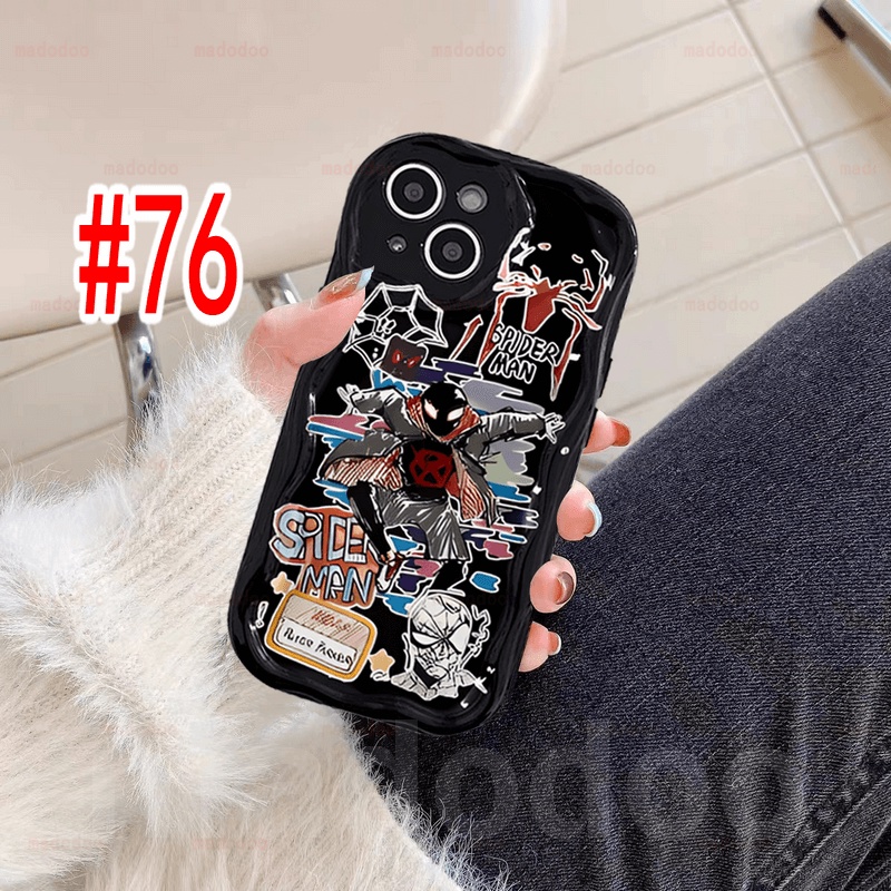 Ốp lưng Cute Fine Hole Anti-fall Samsung Galaxy S24 S23 Ultra S22 Plus S21 S20 FE 5G A11 A50 A30S A50S A10S A20S A20 A30 A31 A51 A71 4G A21S A02S A03S M11 Cartoon SpiderMan Gwen Graffiti Cream Edge Couple Phone Case Cover NY 76