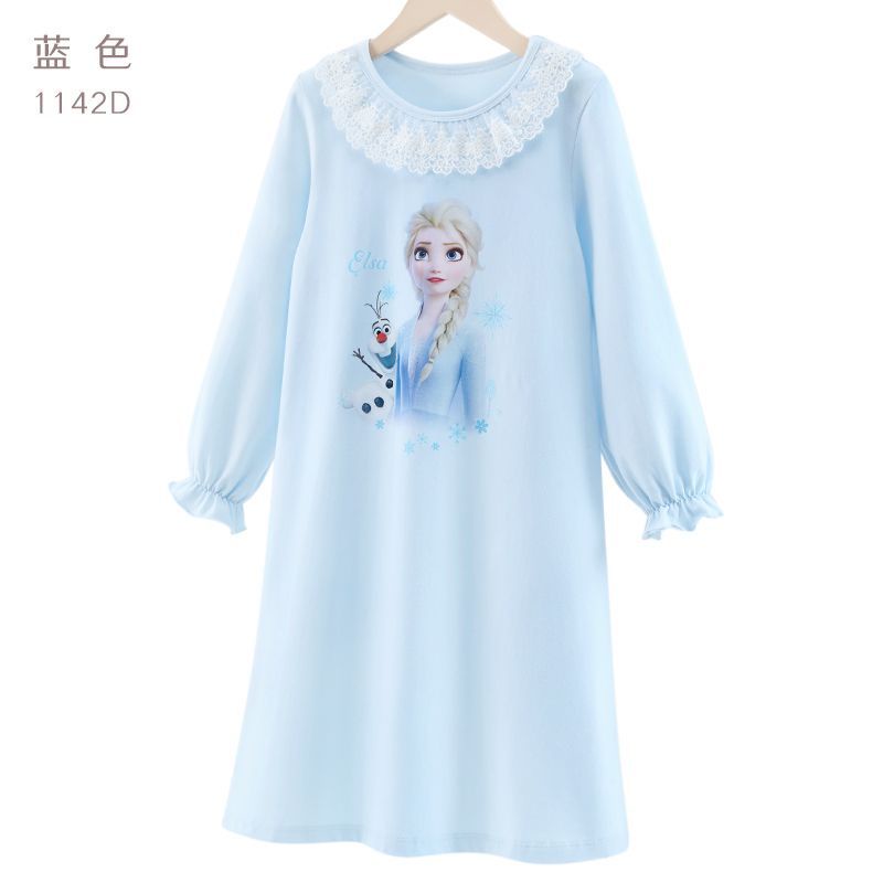 Đồ ngủ Tay Dài Phối Ren Họa Tiết Hoạt Hình frozen Cho Bé Gái