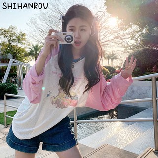 SHIHANROU áo phông áo thun nữ croptop baby tee INS Hàn Phong xu hướng Thời trang A29J22H 48Z231201
