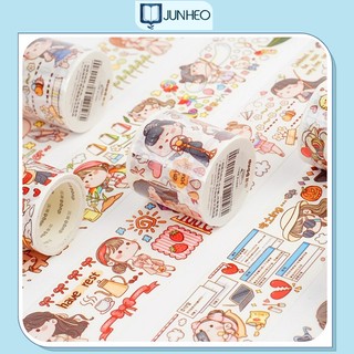 Băng keo Washi tape hãng Duga trang trí họa tiết bé gái dễ thương cuộn 5m