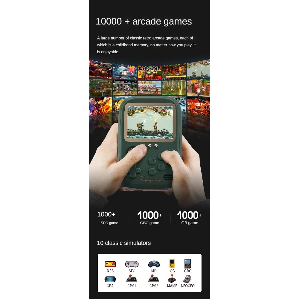 Máy Chơi game Cầm Tay Màn Hình lcd 3.2 inch 10000. 6000mahMáy Chơi game retro 2 Người Chơi Hỗ Trợ 2 Người Chơi