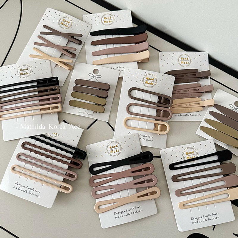 Kẹp Tóc mini Màu khaki Mờ Phong Cách Hàn Quốc Thời Trang Cho Nữ