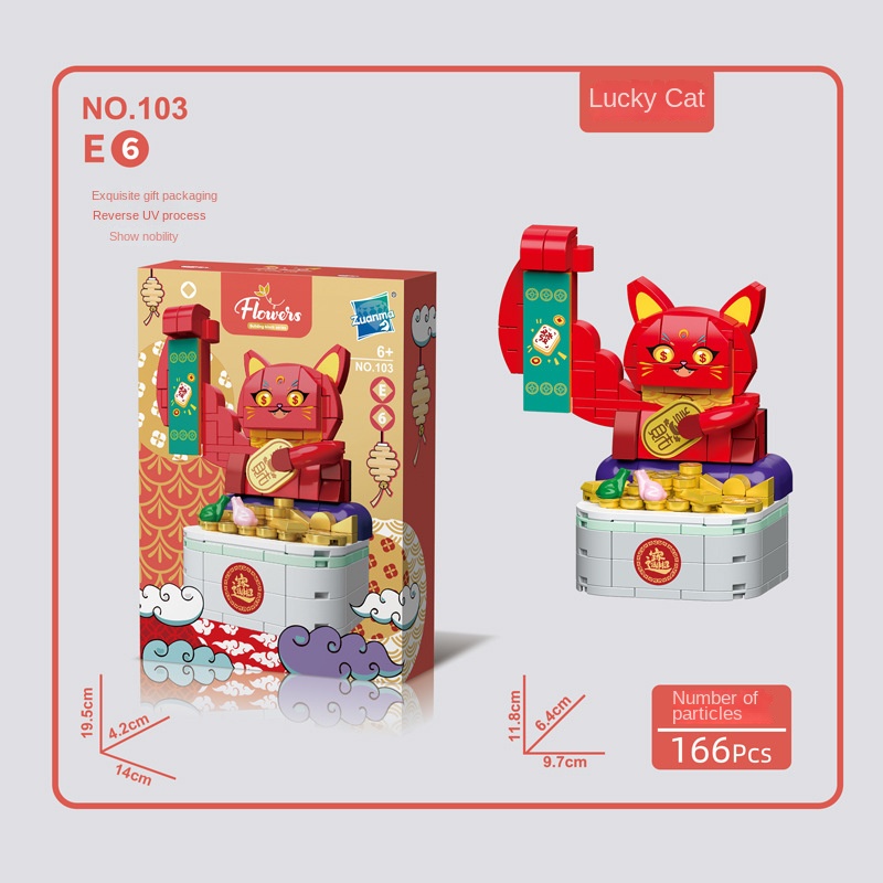 Bộ Đồ Chơi Lắp Ráp Đồ trang trí Chú Mèo May Mắn Cho Bé Mới