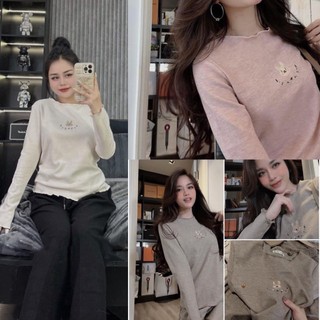 Set bộ tăm lông mềm mịn cổ tròn thêu thỏ cho nữ