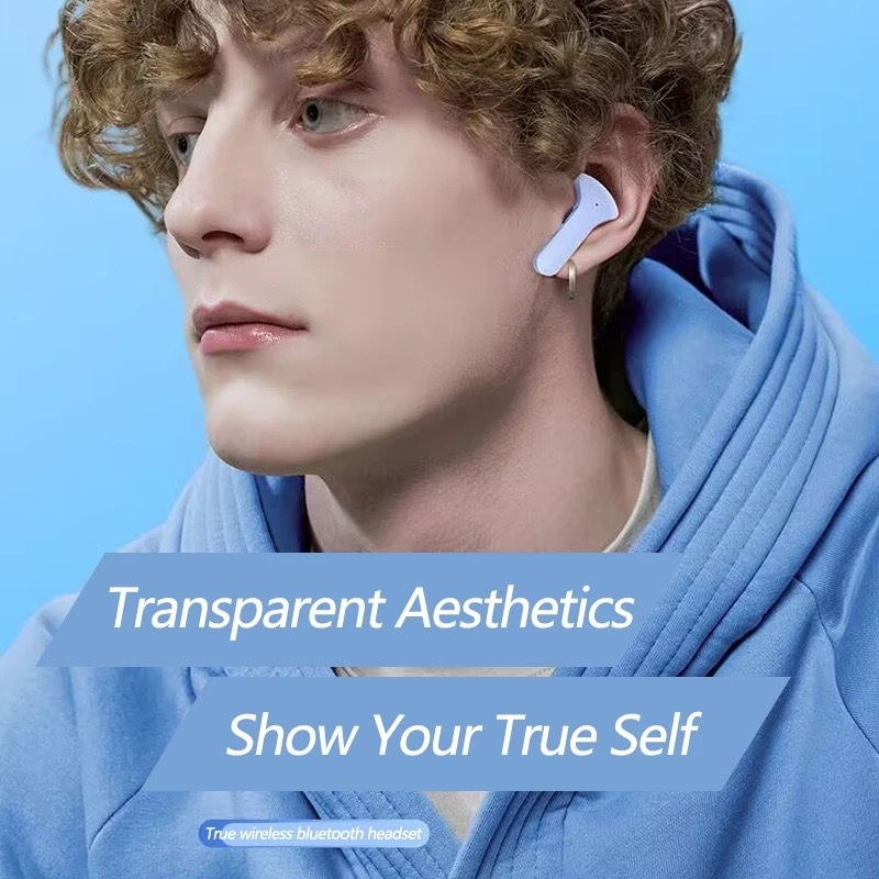 Tai nghe PT KY8 (3 quà tặng: Vỏ Silicon + Dây buộc + Tay áo trò chơi) Tai nghe thân trong suốt 6 màu, Tai nghe không dây Bluetooth có màn hình kỹ thuật số, Tai nghe khử tiếng ồn