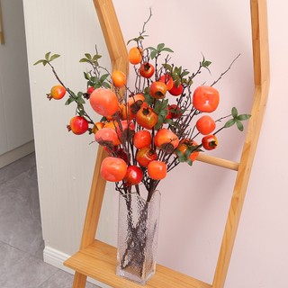 Cành lựu 7 quả cao 85cm giống thật, cây hoa giả decor siêu đẹp ngày lễ tết, năm mới