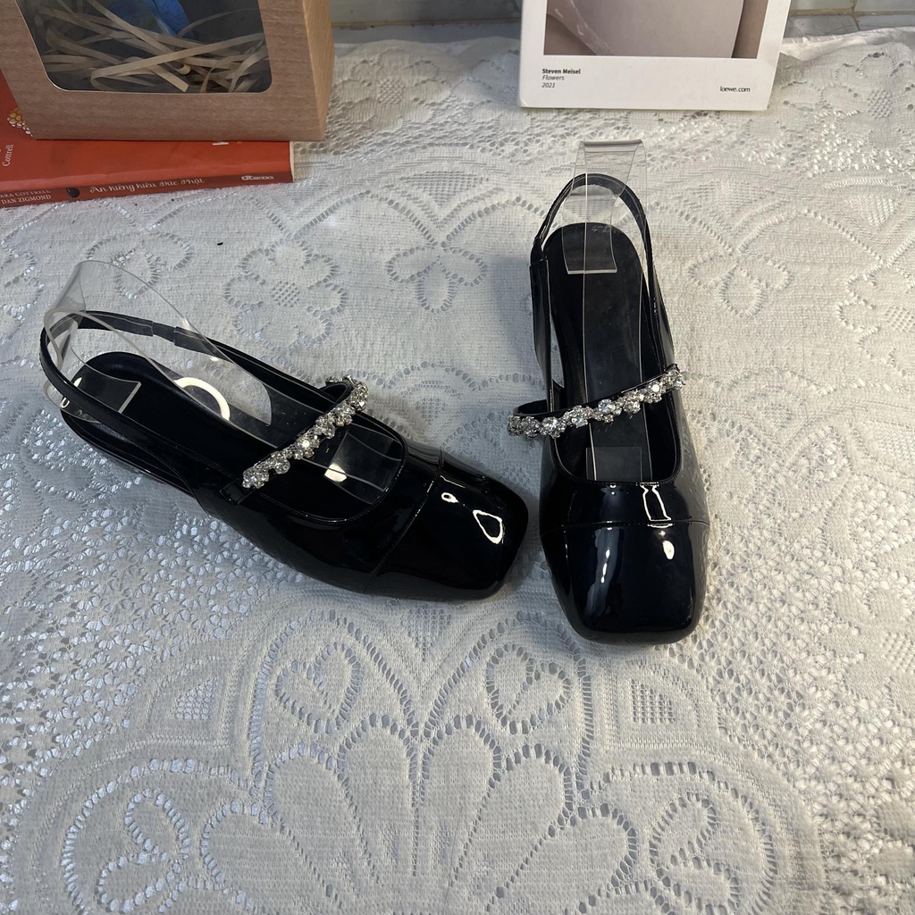 Giày tiểu thư bít mũi vuông bigsize quai đá cao 2 cm size 40-44