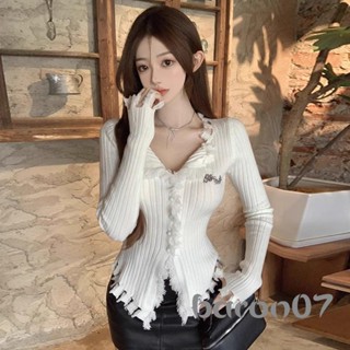 Nữ Cổ Chữ V Đan Áo Len Họa Tiết Thời Trang Tua Rua Không Đều Chui Đầu Dài Tay Thu Đông Ôm Phù Hợp Với Áo Dạo Phố