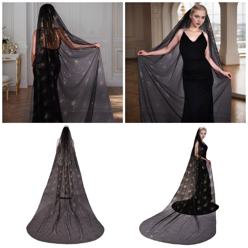 WIT Bridal Glitter Veil Bachelorette Party Bride To Be Bridal Tắm Chiều Dài