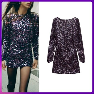 Zara Đầm Tay Dài Dáng Ôm Thời Trang Mùa Thu Quyến Rũ Cho Nữ 8741273