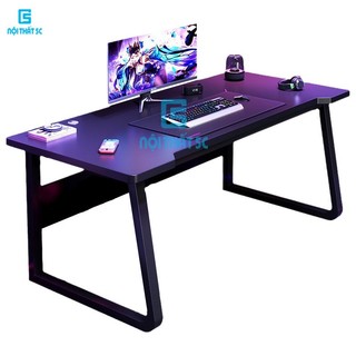 Bàn gaming màu gỗ tối để PC máy tính cực ngầu, bàn làm việc học tập mặt dày 1,5cm chắc chắn chân uốn cong mềm mại