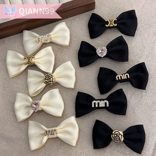💓kẹp tóc nơ bên hông màu đen bằng nhung sữa phong cách pháp cổ điển