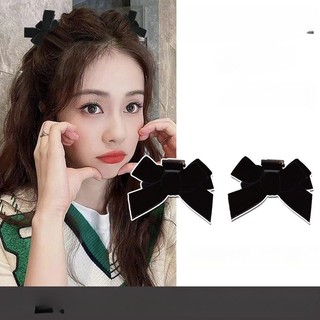  Set 2 kẹp càng cua nhí gắn nơ nhung đen LASSY cặp tóc càng cua cặp mái tiểu thư   MÃ B303   