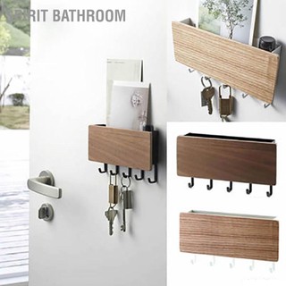 SPIRIT Bathroom Móc treo chìa khóa tường Nhật Bản bằng gỗ với 5 móc đa năng miễn phí cho gia đình