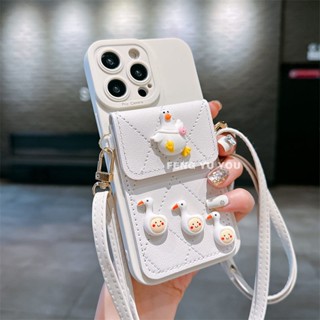 Ốp Điện Thoại Kèm Ví Hình Chú Vịt Cho IPhone7 7plus 8 8plus Xs Xr 11 12 13 14 15 Pro Plus Promax